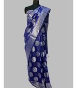 Banasari Cotton Linen silver blue saree with contrast brocket blouse