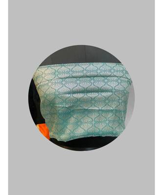 Banasari Cotton Linen silver  green saree with contrast brocket blouse 3