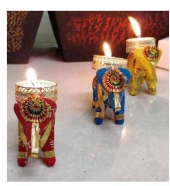 BK Creations Cloth Elephant T-Light Pack of 4 2