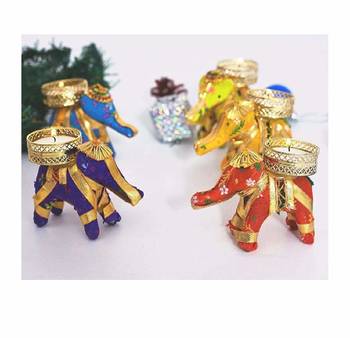 BK Creations Cloth Elephant T-Light Pack of 4 3