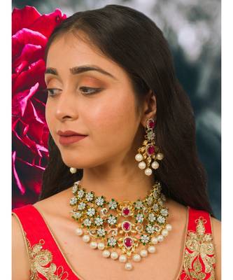 Designer Royal Choker Set in Kundan and CZ Stone 4