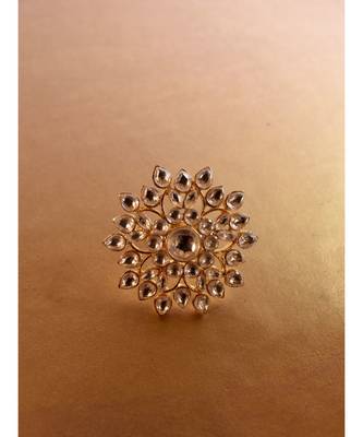 Stunning Golden Kundan Floral Ring 1