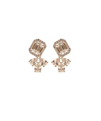 Square CZ Stud Earring with petals 1
