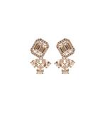 Square CZ Stud Earring with petals