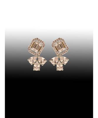 Square CZ Stud Earring with petals 2