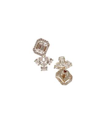 Square CZ Stud Earring with petals 3