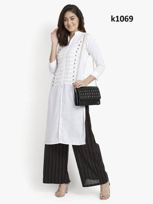 Women's White Rayon kurti 3