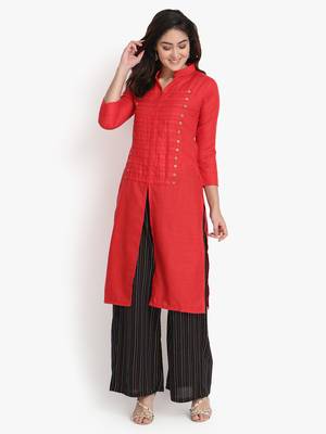 Women's Red Rayon kurti 1