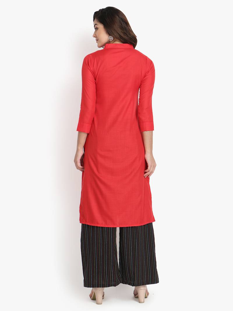 Women's Red Rayon kurti