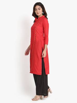 Women's Red Rayon kurti 3