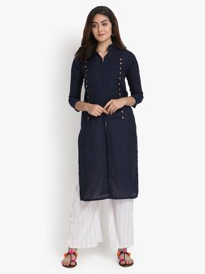 Women's Blue Rayon kurti 1