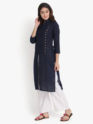 Women's Blue Rayon kurti 3
