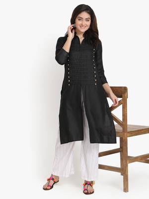 Women's Black Rayon kurti 1