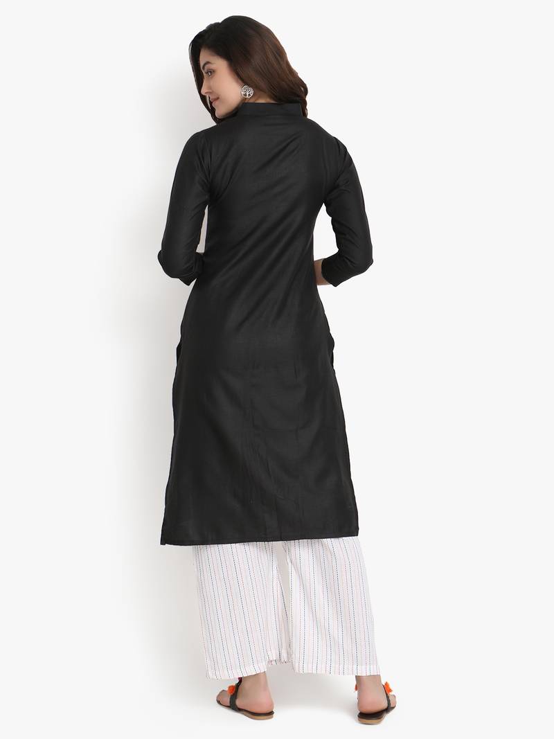 Women's Black Rayon kurti