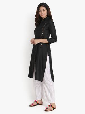 Women's Black Rayon kurti 3