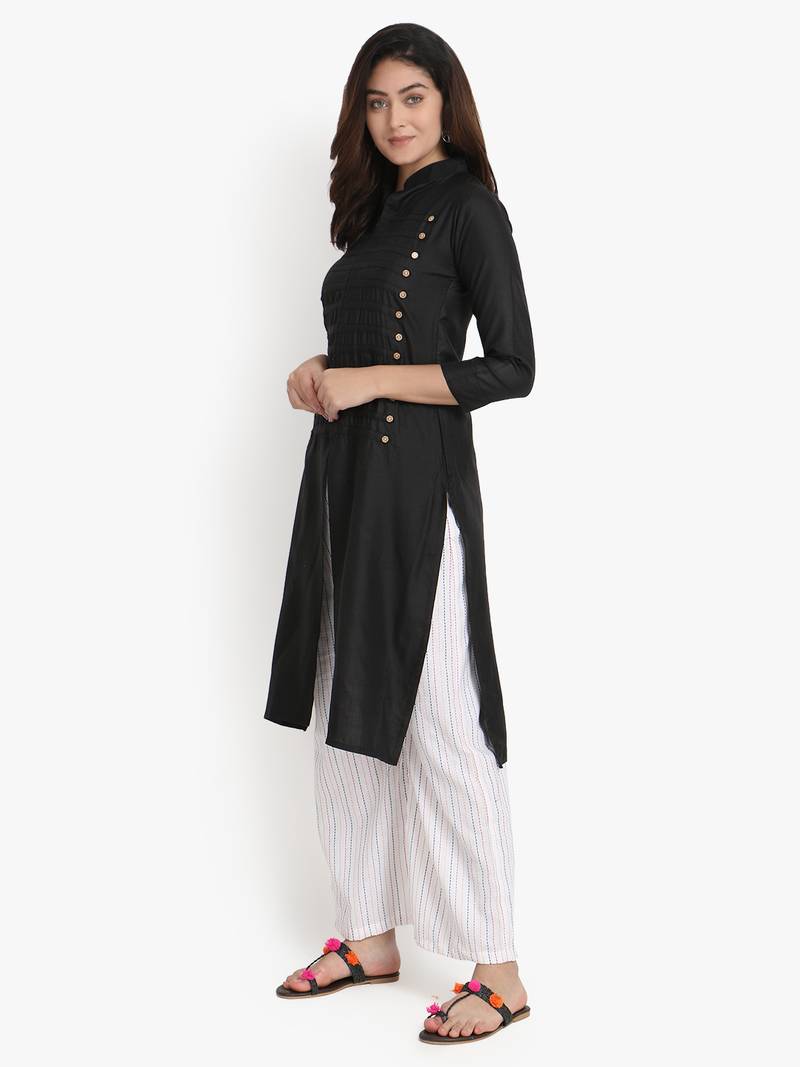 Women's Black Rayon kurti