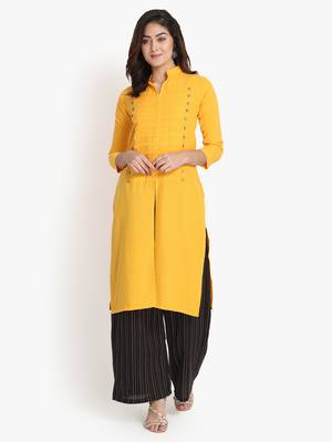 Women's Yellow Rayon kurti 1