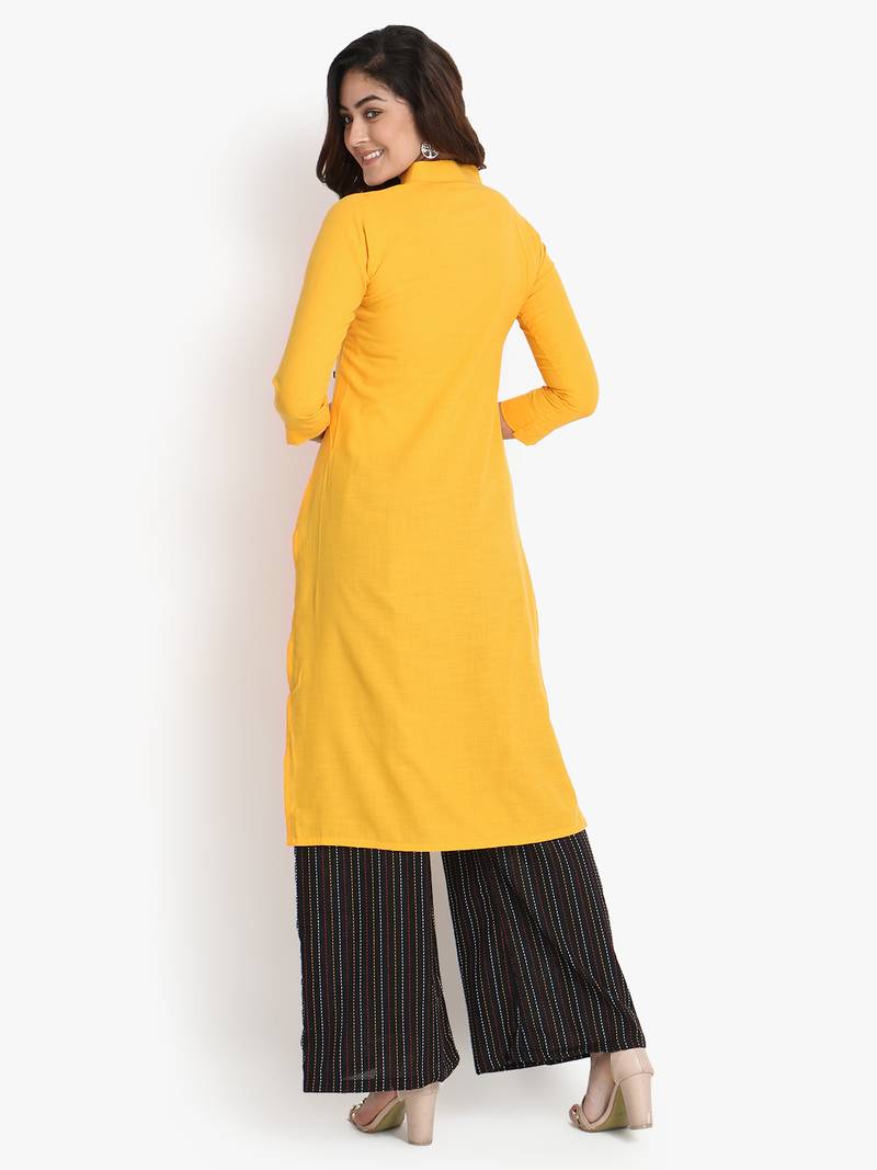 Women's Yellow Rayon kurti