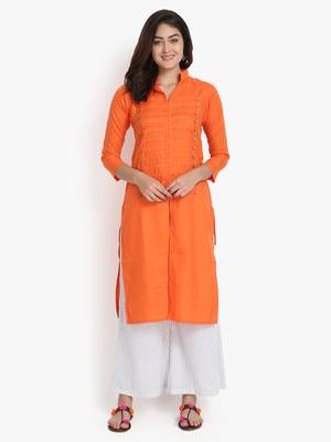 Women's Orange Rayon kurti 1