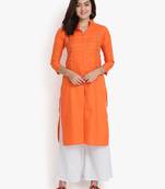 Women's Orange Rayon kurti