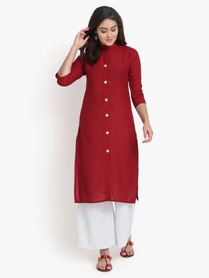 Women's Maroon Rayon kurti 1