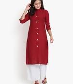 Women's Maroon Rayon kurti