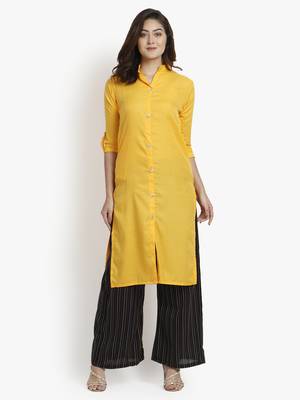 Women's Yellow Rayon kurti 1