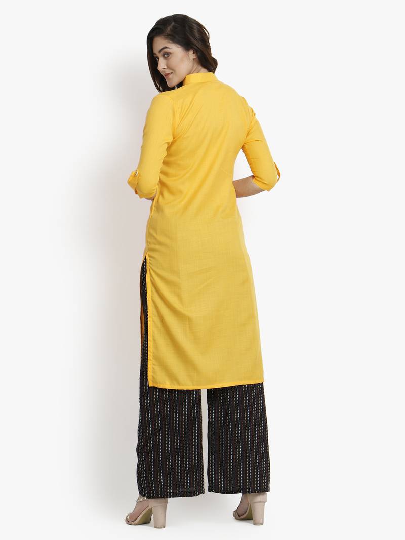 Women's Yellow Rayon kurti