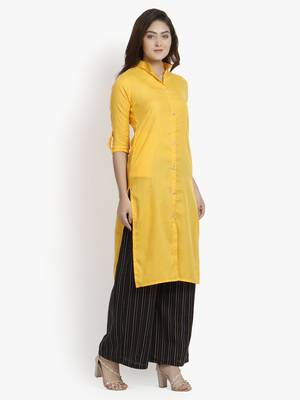 Women's Yellow Rayon kurti 3