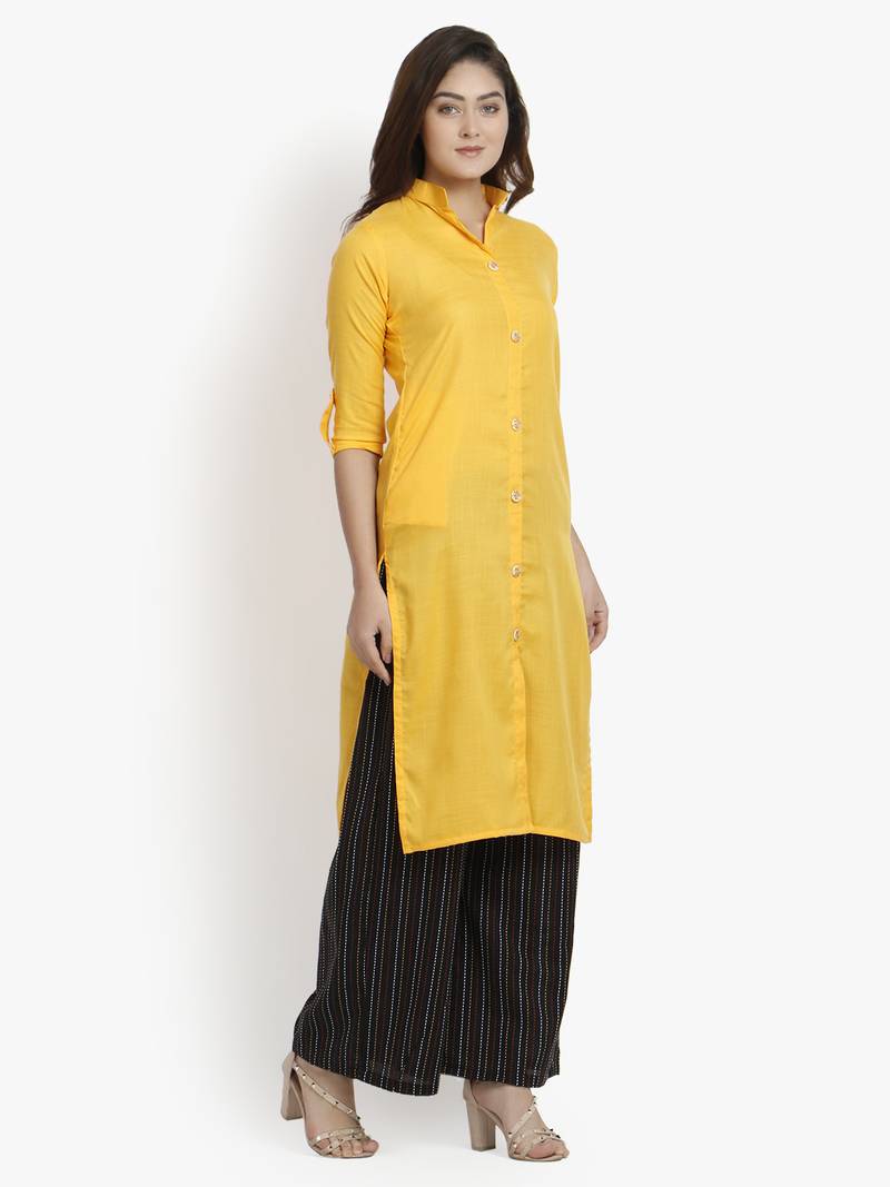 Women's Yellow Rayon kurti