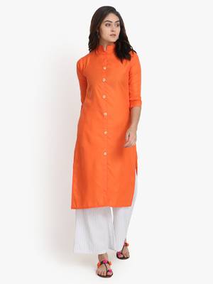 Women's Orange Rayon kurti 1
