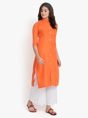 Women's Orange Rayon kurti 3