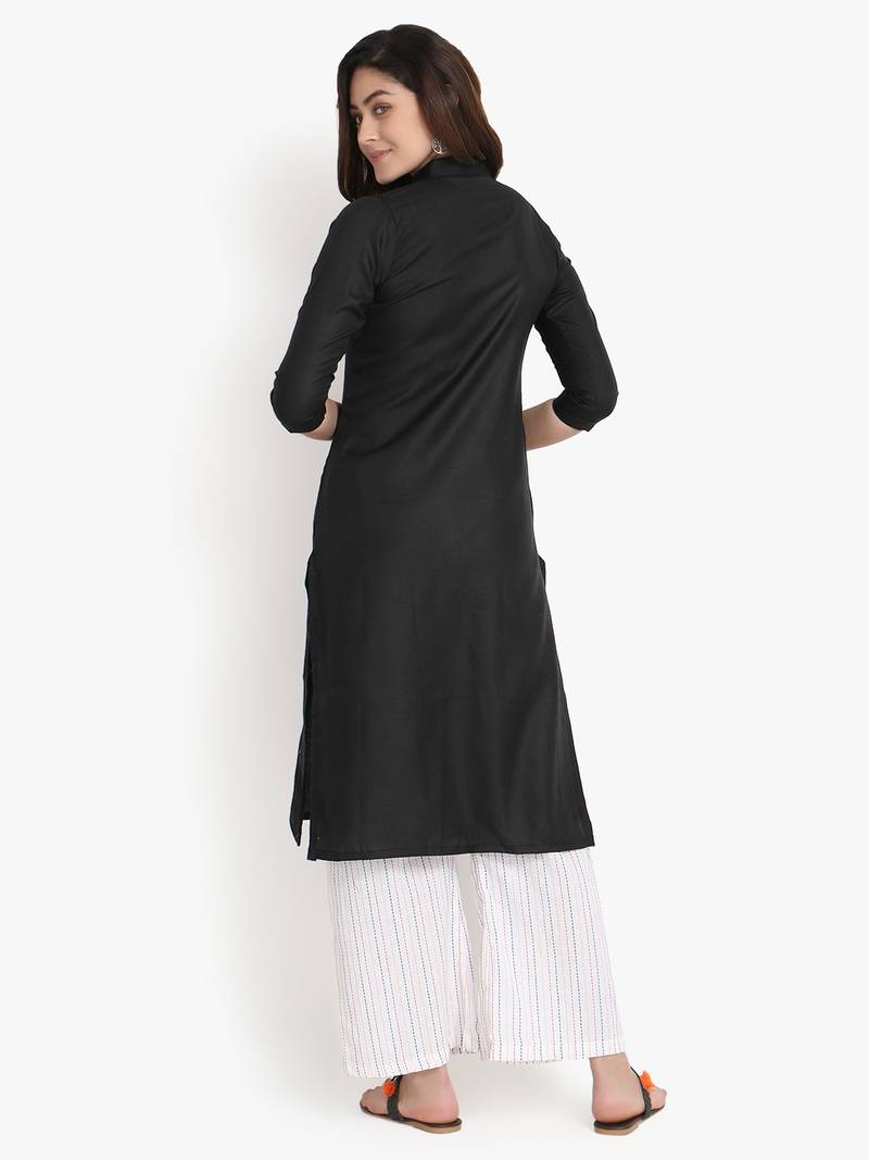 Women's Black Rayon kurti