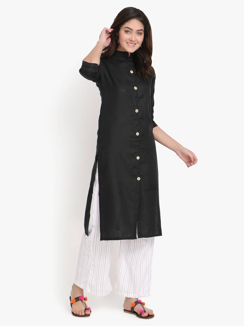 Women's Black Rayon kurti
