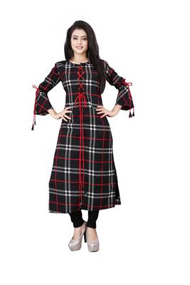 Women's Black Rayon kurti 1