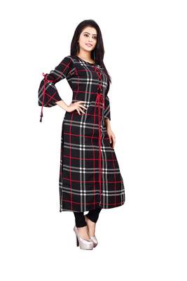 Women's Black Rayon kurti 3