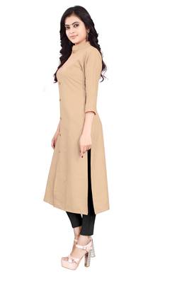 Women's Beige Rayon kurti 3