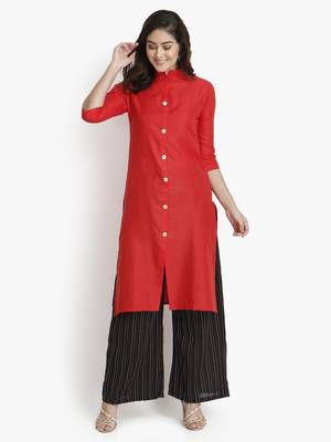 Women's Red Rayon kurti 1