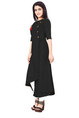 Women's Black Rayon kurti 3