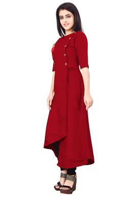 Women's Red Rayon kurti 3