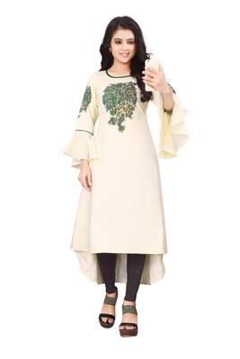 Women's Cream Rayon kurti 1