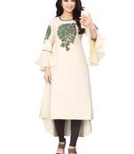 Women's Cream Rayon kurti
