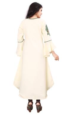 Women's Cream Rayon kurti 2