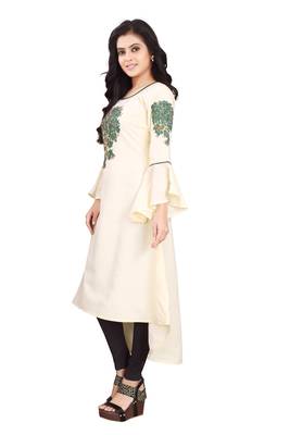 Women's Cream Rayon kurti 3
