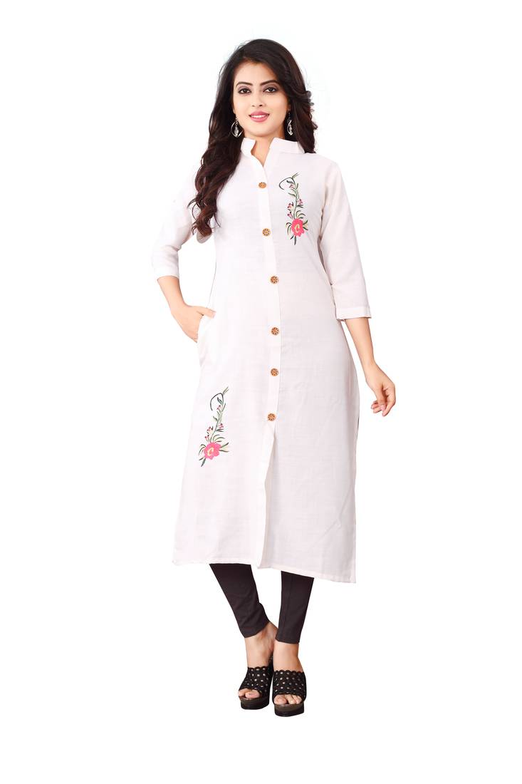 Women's White Rayon kurti