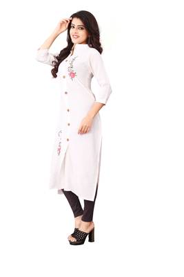 Women's White Rayon kurti 3