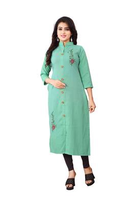 Women's Sky Blue Rayon kurti 1
