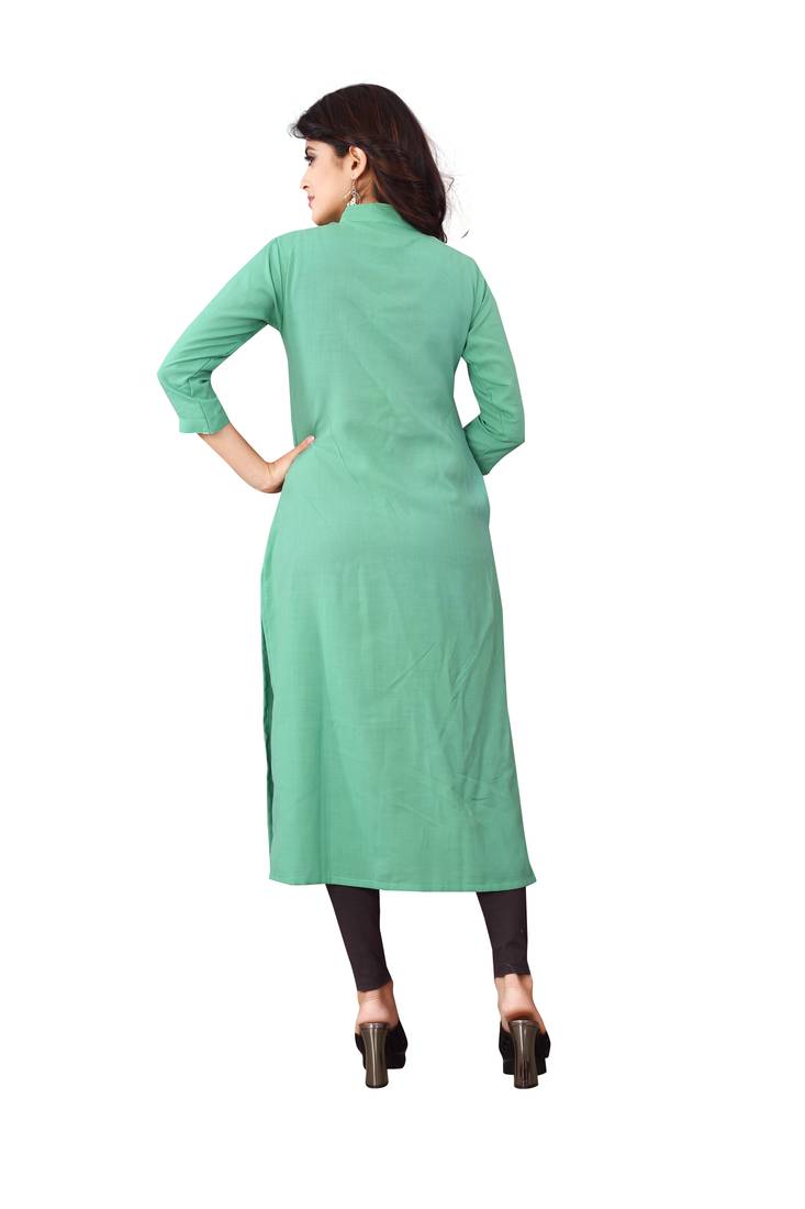 Women's Sky Blue Rayon kurti