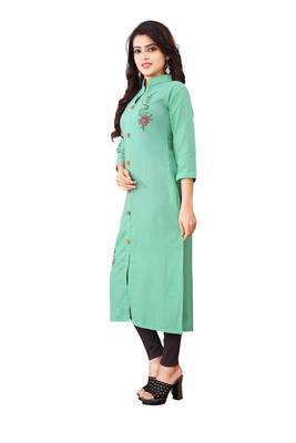 Women's Sky Blue Rayon kurti 3