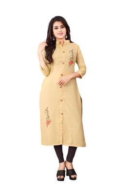 Women's Beige Rayon kurti 1